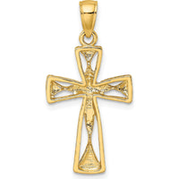10K Yellow Gold Polished Cut-Out Cross Charm Pendant - 22.65mm Length