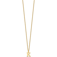 10K Yellow Gold Polished Cutout "K" Initial Pendant Necklace - 18" Cable Chain