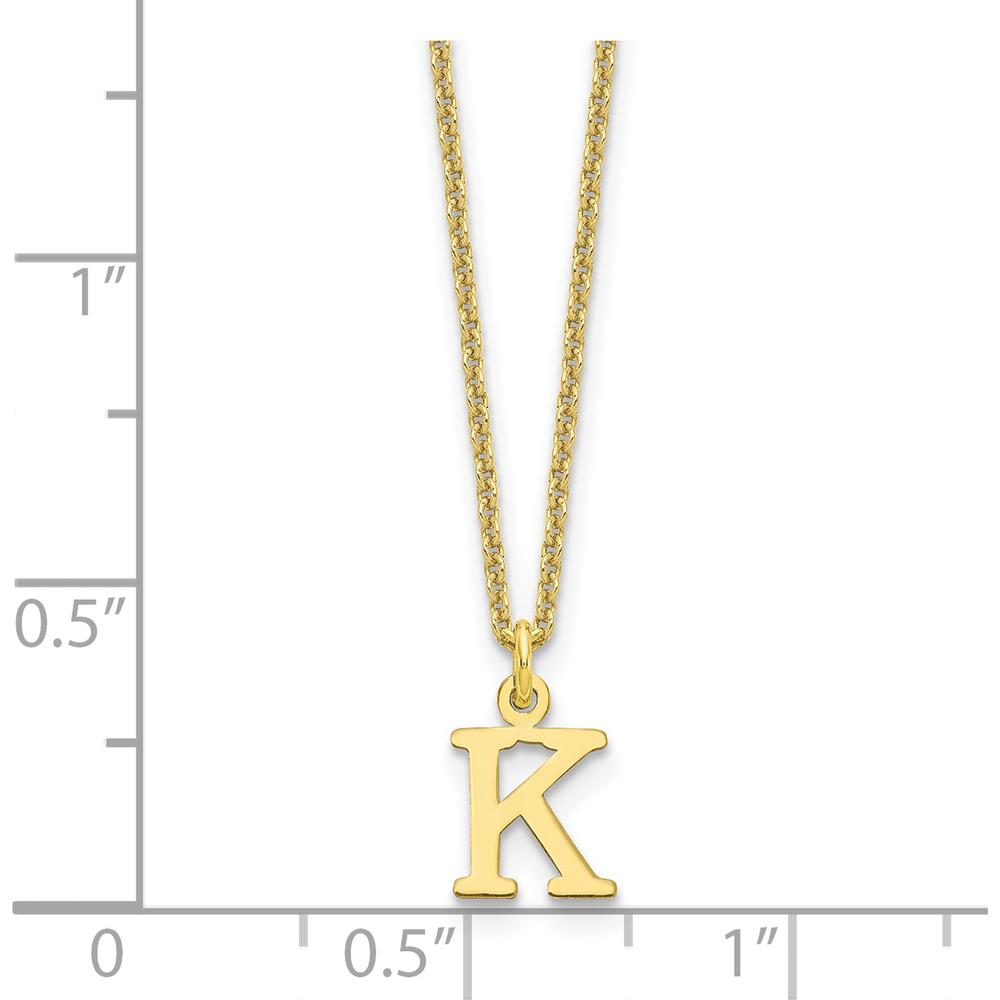 10K Yellow Gold Polished Cutout "K" Initial Pendant Necklace - 18" Cable Chain