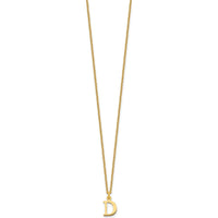 10K Yellow Gold Polished Cutout Letter D Initial Pendant Necklace - 18" Cable Chain