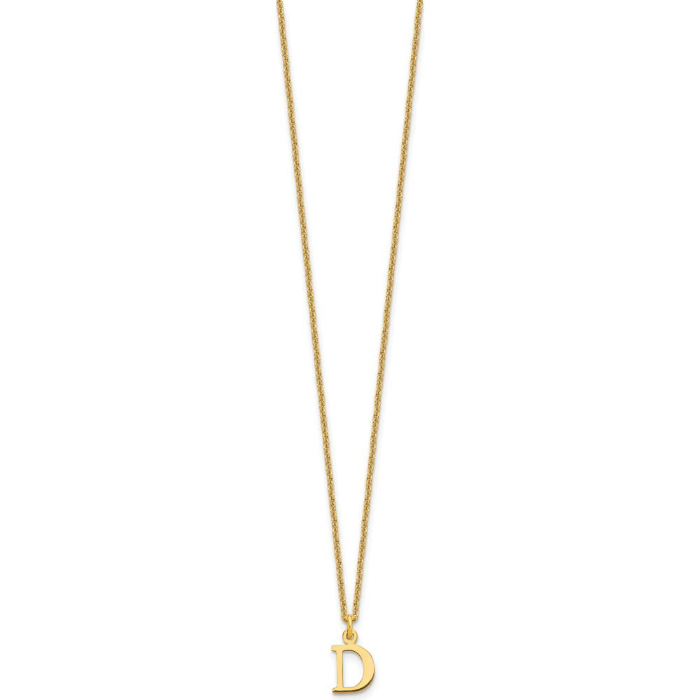 10K Yellow Gold Polished Cutout Letter D Initial Pendant Necklace - 18" Cable Chain