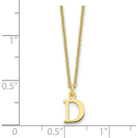 10K Yellow Gold Polished Cutout Letter D Initial Pendant Necklace - 18" Cable Chain