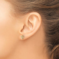 10K Yellow Gold Polished Diamond Cross Post Earrings - 0.15 Carat Total Diamond Weight by Oro Pregiato