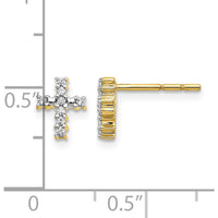 10K Yellow Gold Polished Diamond Cross Post Earrings - 0.15 Carat Total Diamond Weight by Oro Pregiato