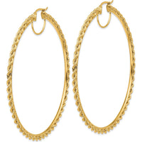 10K Yellow Gold Polished Diamond-Cut Rope Hoop Earrings - 2.95mm