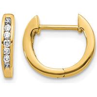 10K Yellow Gold Polished Diamond Hinged Hoop Earrings with Total 0.50 Carat Diamond Weight by Oro Pregiato