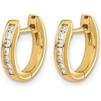 10K Yellow Gold Polished Diamond Hinged Hoop Earrings with Total 0.50 Carat Diamond Weight by Oro Pregiato