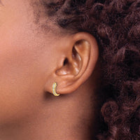 10K Yellow Gold Polished Diamond Hinged Hoop Earrings with Total 0.50 Carat Diamond Weight by Oro Pregiato