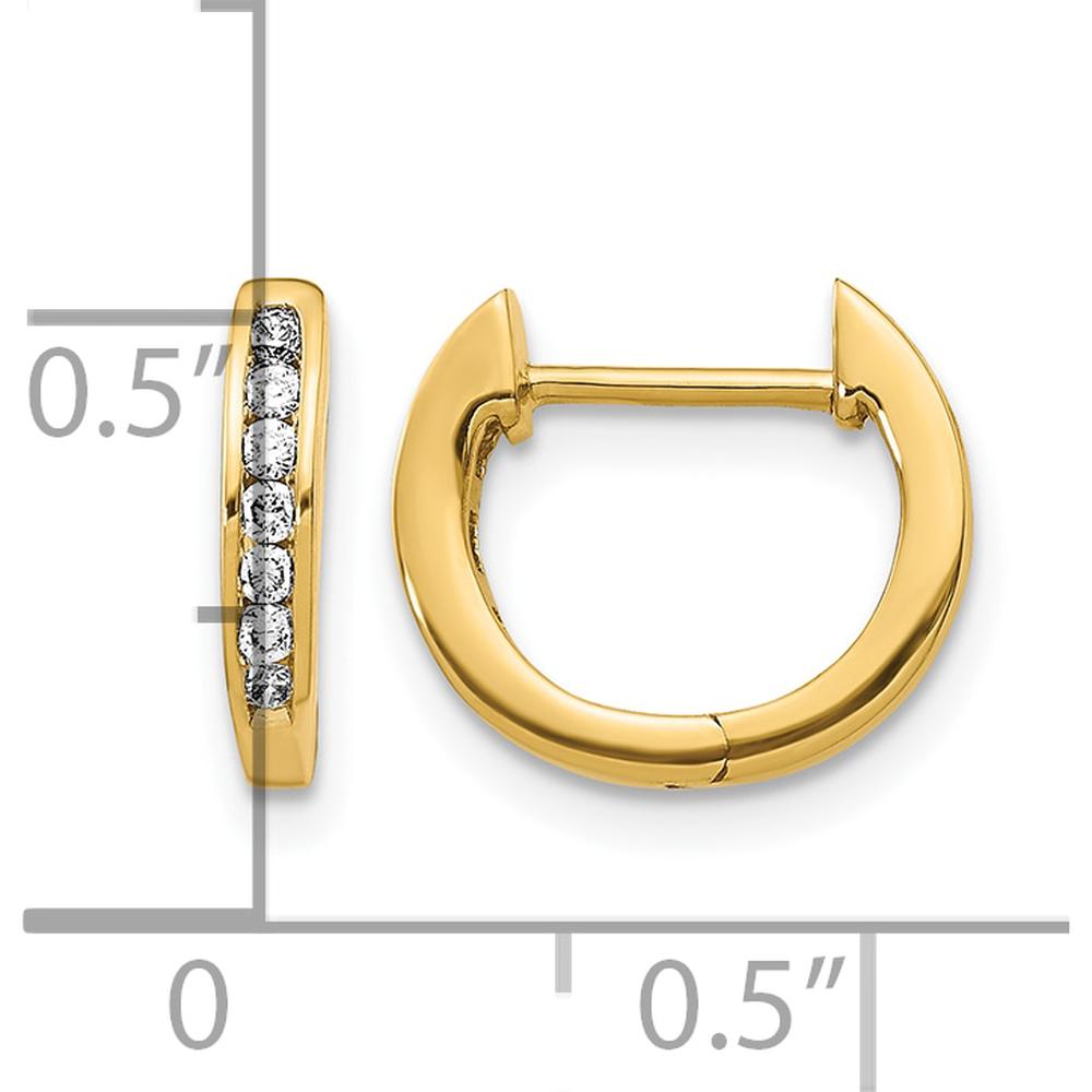 10K Yellow Gold Polished Diamond Hinged Hoop Earrings with Total 0.50 Carat Diamond Weight by Oro Pregiato