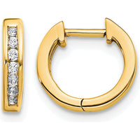 10K Yellow Gold Polished Diamond Hinged Huggie Hoop Earrings - 1.0 Carat Total Diamond Weight by Oro Pregiato