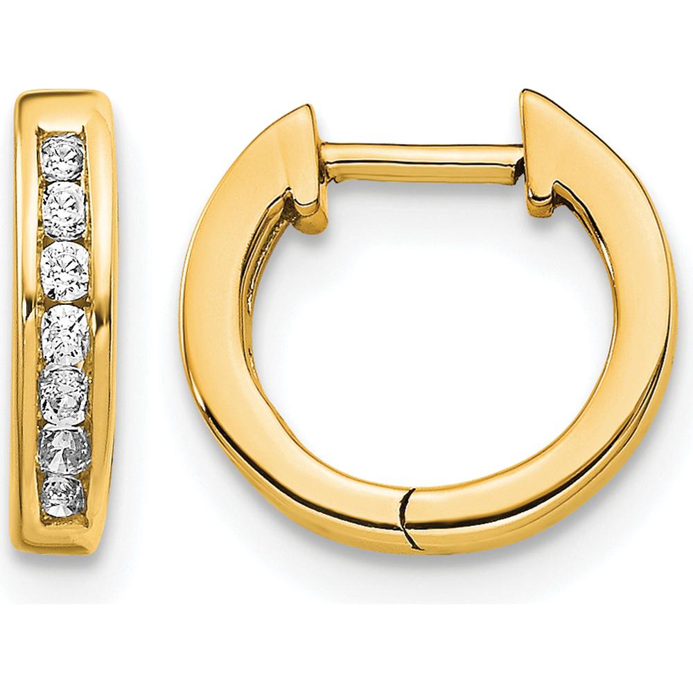 10K Yellow Gold Polished Diamond Hinged Huggie Hoop Earrings - 1.0 Carat Total Diamond Weight by Oro Pregiato