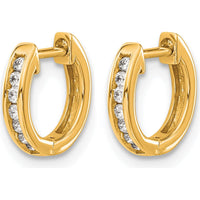 10K Yellow Gold Polished Diamond Hinged Huggie Hoop Earrings - 1.0 Carat Total Diamond Weight by Oro Pregiato