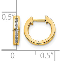 10K Yellow Gold Polished Diamond Hinged Huggie Hoop Earrings - 1.0 Carat Total Diamond Weight by Oro Pregiato