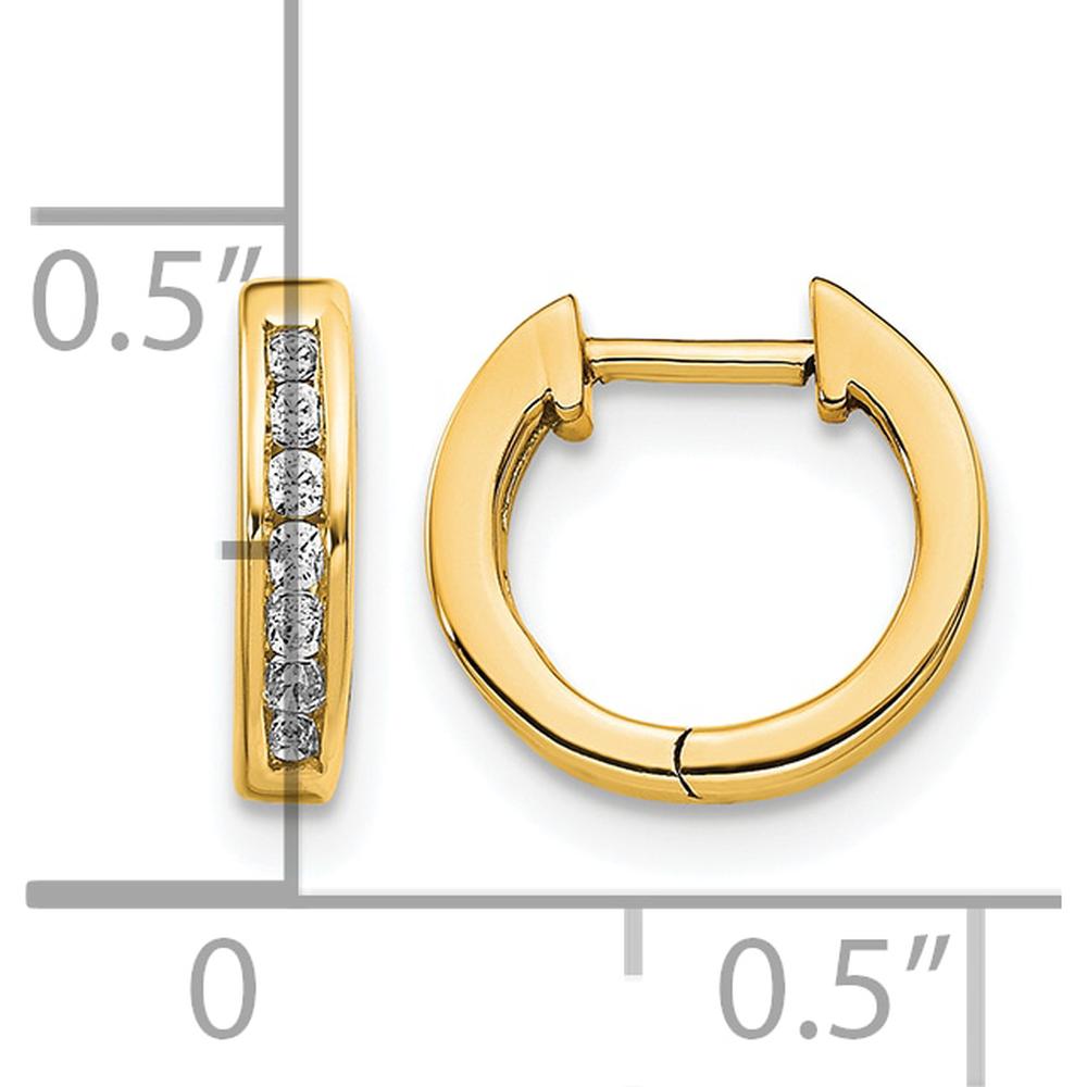 10K Yellow Gold Polished Diamond Hinged Huggie Hoop Earrings - 1.0 Carat Total Diamond Weight by Oro Pregiato