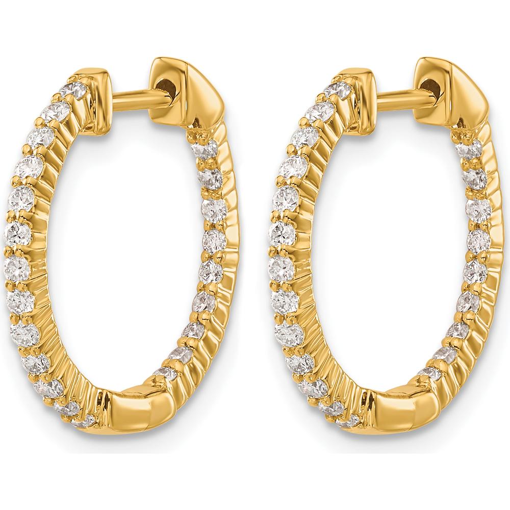 10K Yellow Gold Polished Diamond In/Out Hinged Hoop Earrings - 1.00 Carat Total Diamond Weight by Oro Pregiato