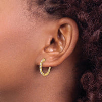 10K Yellow Gold Polished Diamond In/Out Hinged Hoop Earrings - 1.00 Carat Total Diamond Weight by Oro Pregiato