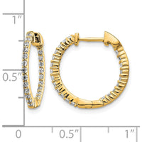 10K Yellow Gold Polished Diamond In/Out Hinged Hoop Earrings - 1.00 Carat Total Diamond Weight by Oro Pregiato