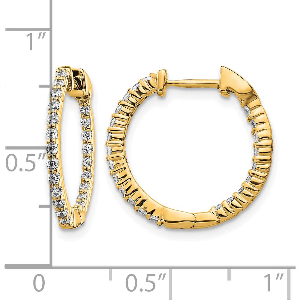 10K Yellow Gold Polished Diamond In/Out Hinged Hoop Earrings - 1.00 Carat Total Diamond Weight by Oro Pregiato
