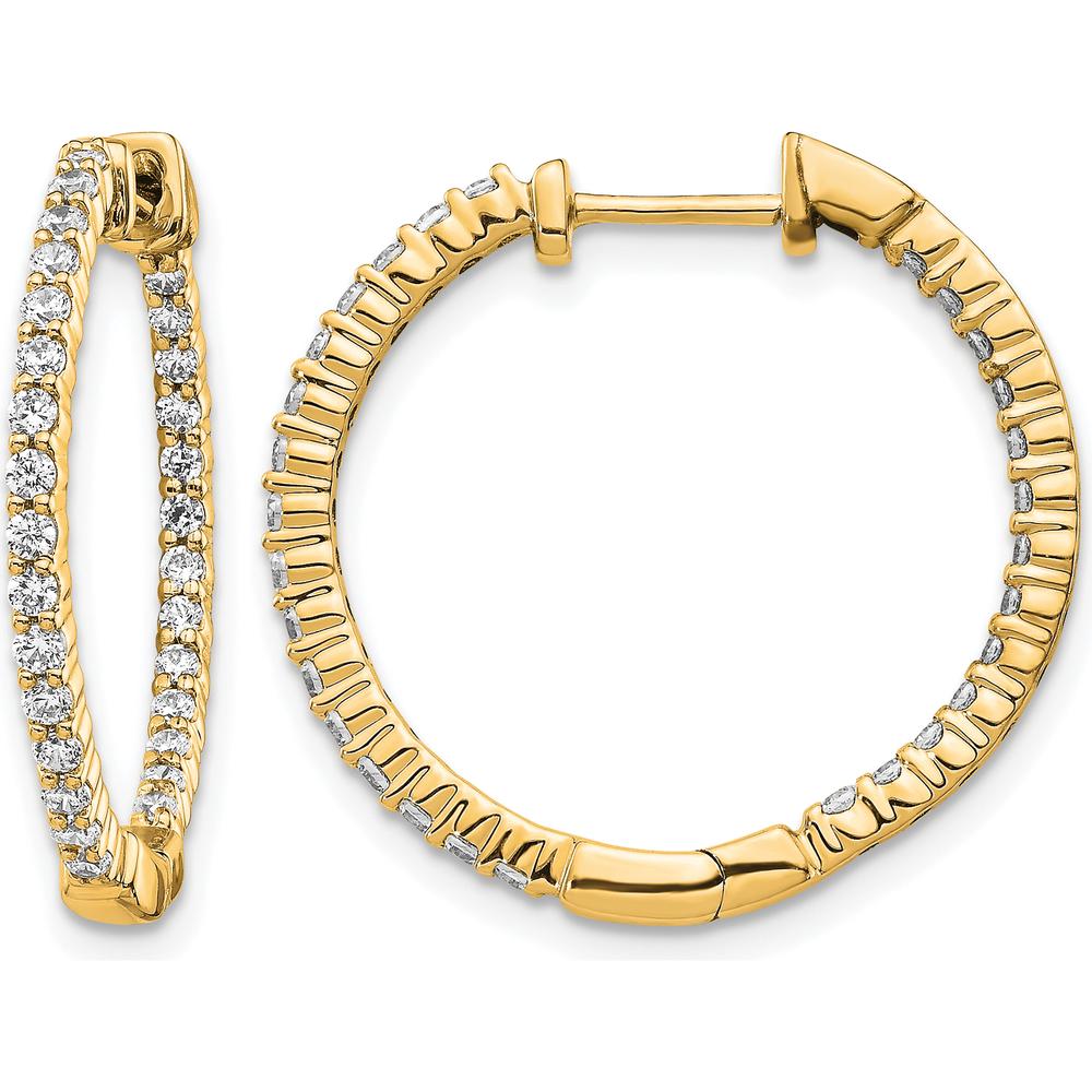 10K Yellow Gold Polished Diamond In/Out Hinged Hoop Earrings - Total 0.50 Carat Diamond Weight by Oro Pregiato