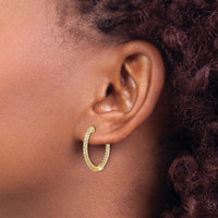 10K Yellow Gold Polished Diamond In/Out Hinged Hoop Earrings - Total 0.50 Carat Diamond Weight by Oro Pregiato