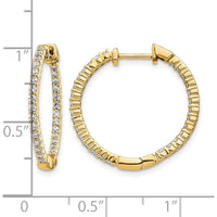 10K Yellow Gold Polished Diamond In/Out Hinged Hoop Earrings - Total 0.50 Carat Diamond Weight by Oro Pregiato
