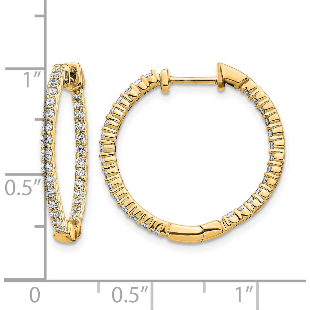 10K Yellow Gold Polished Diamond In/Out Hinged Hoop Earrings - Total 0.50 Carat Diamond Weight by Oro Pregiato