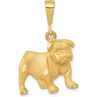 10K Yellow Gold Polished Dog Charm Pendant - Solid Gold Themed Design