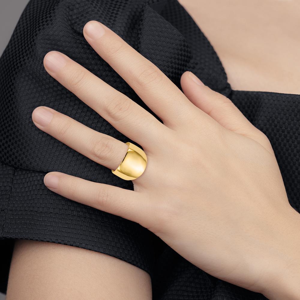 10K Yellow Gold Polished Dome Fashion Ring - Tapered Band Design