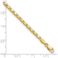 10K Yellow Gold Polished Double-Sided Heart Bracelet - 8" Length