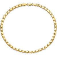10K Yellow Gold Polished Double-Sided Heart Links 10" Anklet