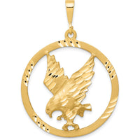10K Yellow Gold Polished Eagle Charm Pendant - 45mm Length