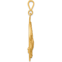10K Yellow Gold Polished Eagle Charm Pendant - 45mm Length