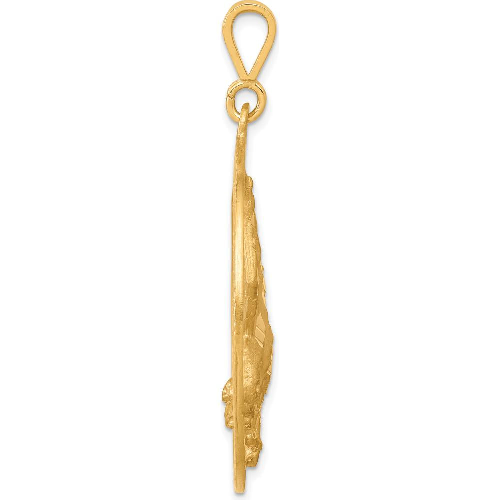 10K Yellow Gold Polished Eagle Charm Pendant - 45mm Length