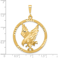 10K Yellow Gold Polished Eagle Charm Pendant - 45mm Length