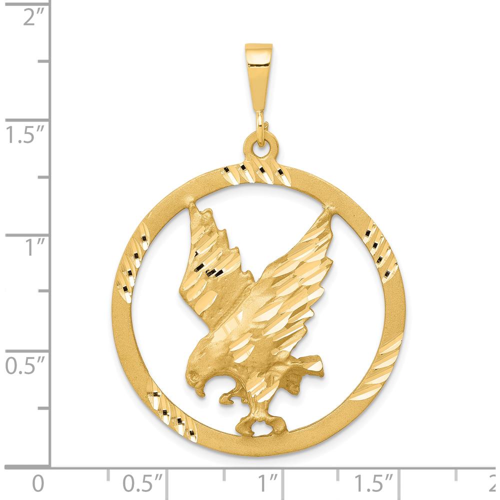 10K Yellow Gold Polished Eagle Charm Pendant - 45mm Length
