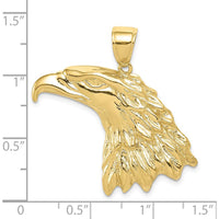10K Yellow Gold Polished Eagle Head Pendant - Solid 10K Gold