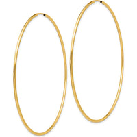 10K Yellow Gold Polished Endless Hoop Earrings - 74mm Diameter