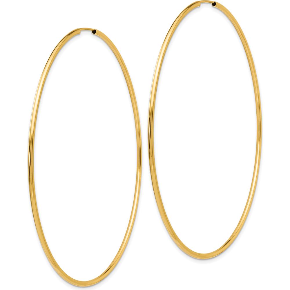 10K Yellow Gold Polished Endless Hoop Earrings - 74mm Diameter