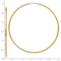 10K Yellow Gold Polished Endless Hoop Earrings - 74mm Diameter