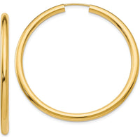10K Yellow Gold Polished Endless Tube Hoop Earrings - 45mm Length