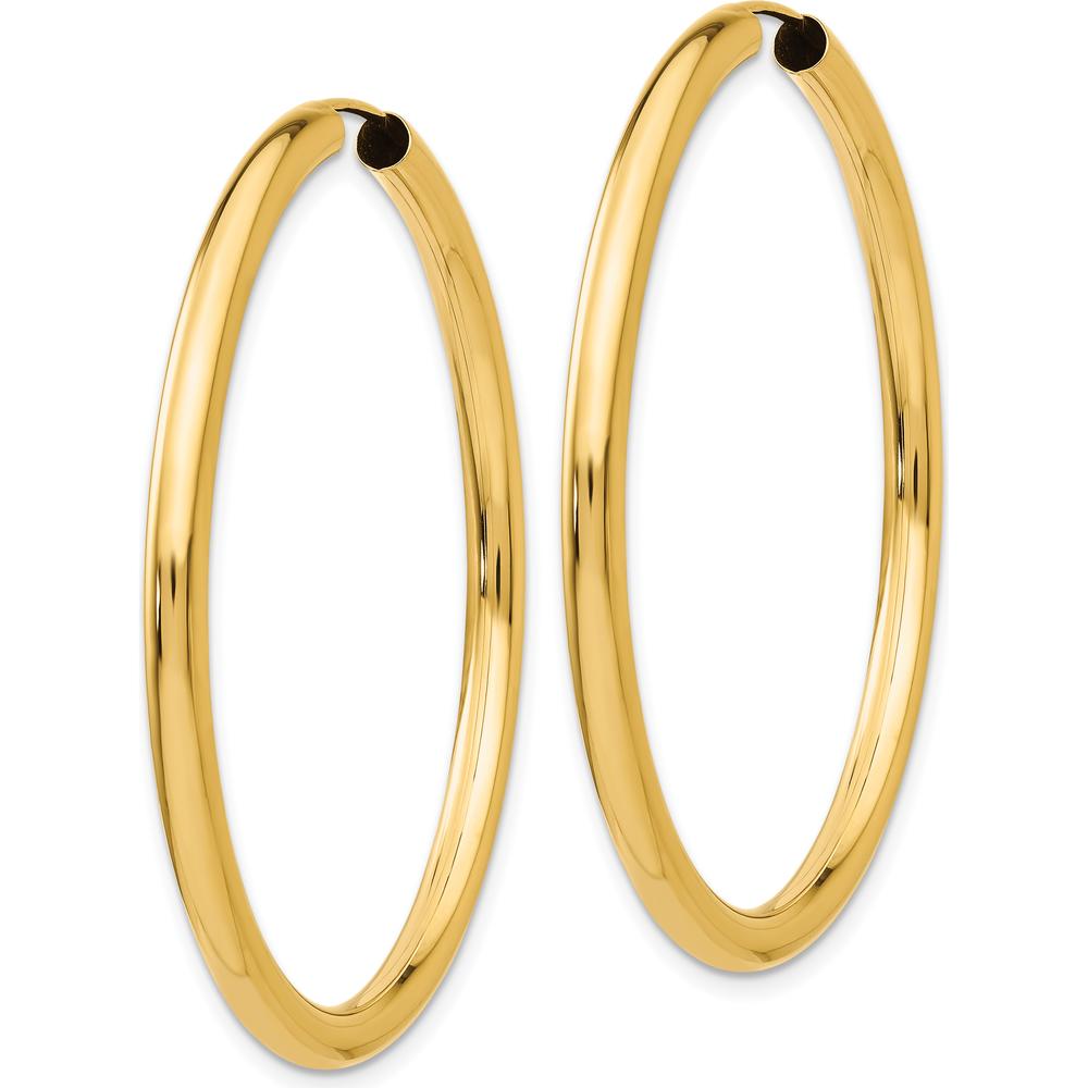 10K Yellow Gold Polished Endless Tube Hoop Earrings - 45mm Length