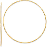 10K Yellow Gold Polished Endless Tube Hoop Earrings - 63mm
