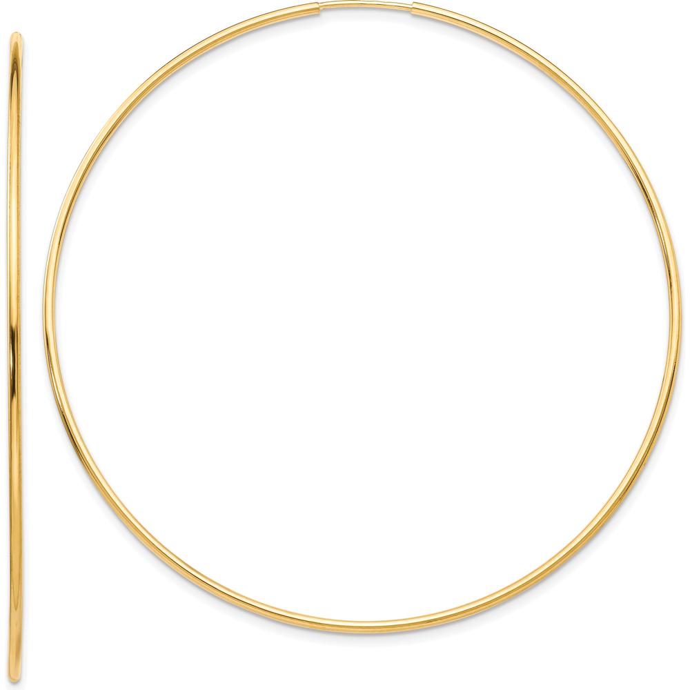 10K Yellow Gold Polished Endless Tube Hoop Earrings - 63mm