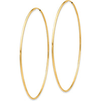 10K Yellow Gold Polished Endless Tube Hoop Earrings - 63mm