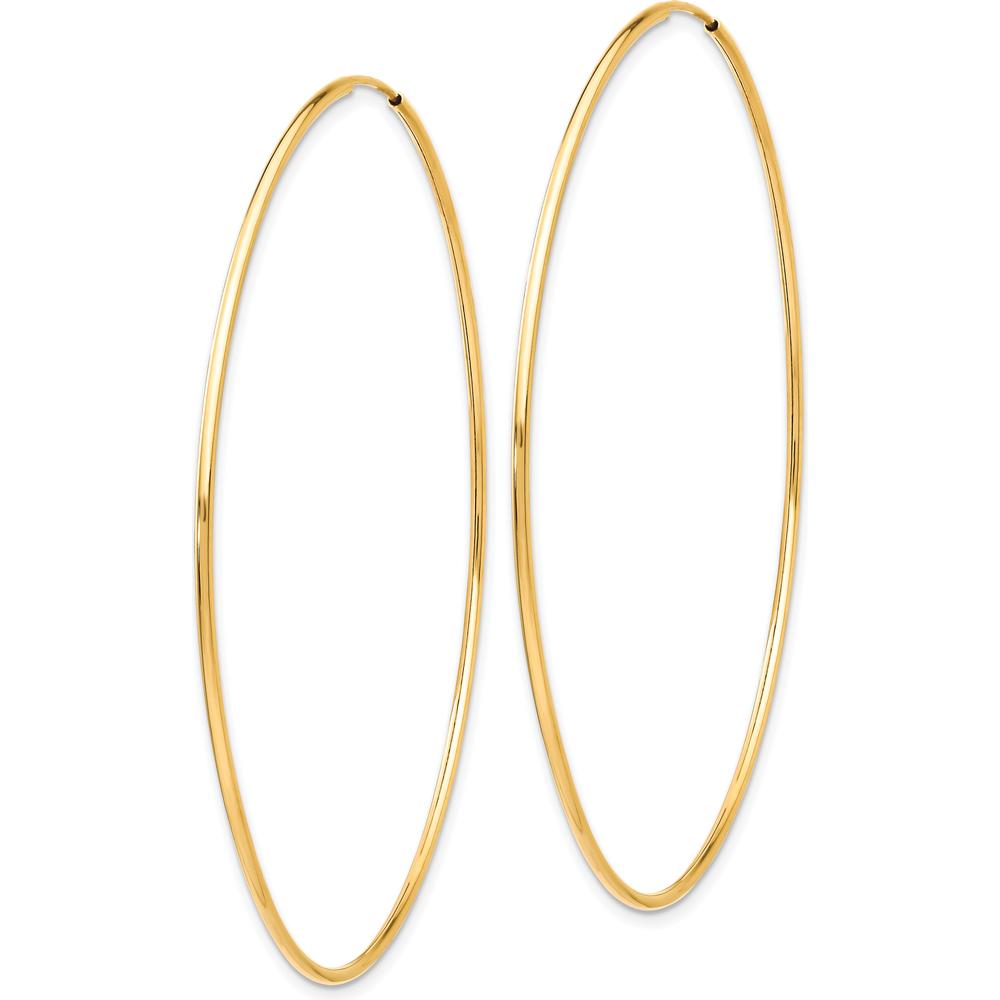 10K Yellow Gold Polished Endless Tube Hoop Earrings - 63mm