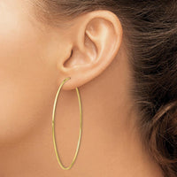 10K Yellow Gold Polished Endless Tube Hoop Earrings - 63mm