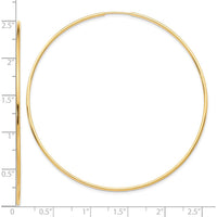10K Yellow Gold Polished Endless Tube Hoop Earrings - 63mm
