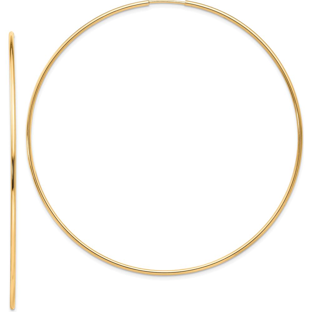 10K Yellow Gold Polished Endless Tube Hoop Earrings - 69mm