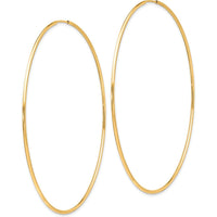 10K Yellow Gold Polished Endless Tube Hoop Earrings - 69mm