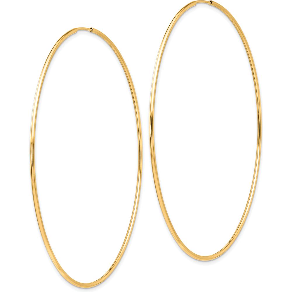 10K Yellow Gold Polished Endless Tube Hoop Earrings - 69mm
